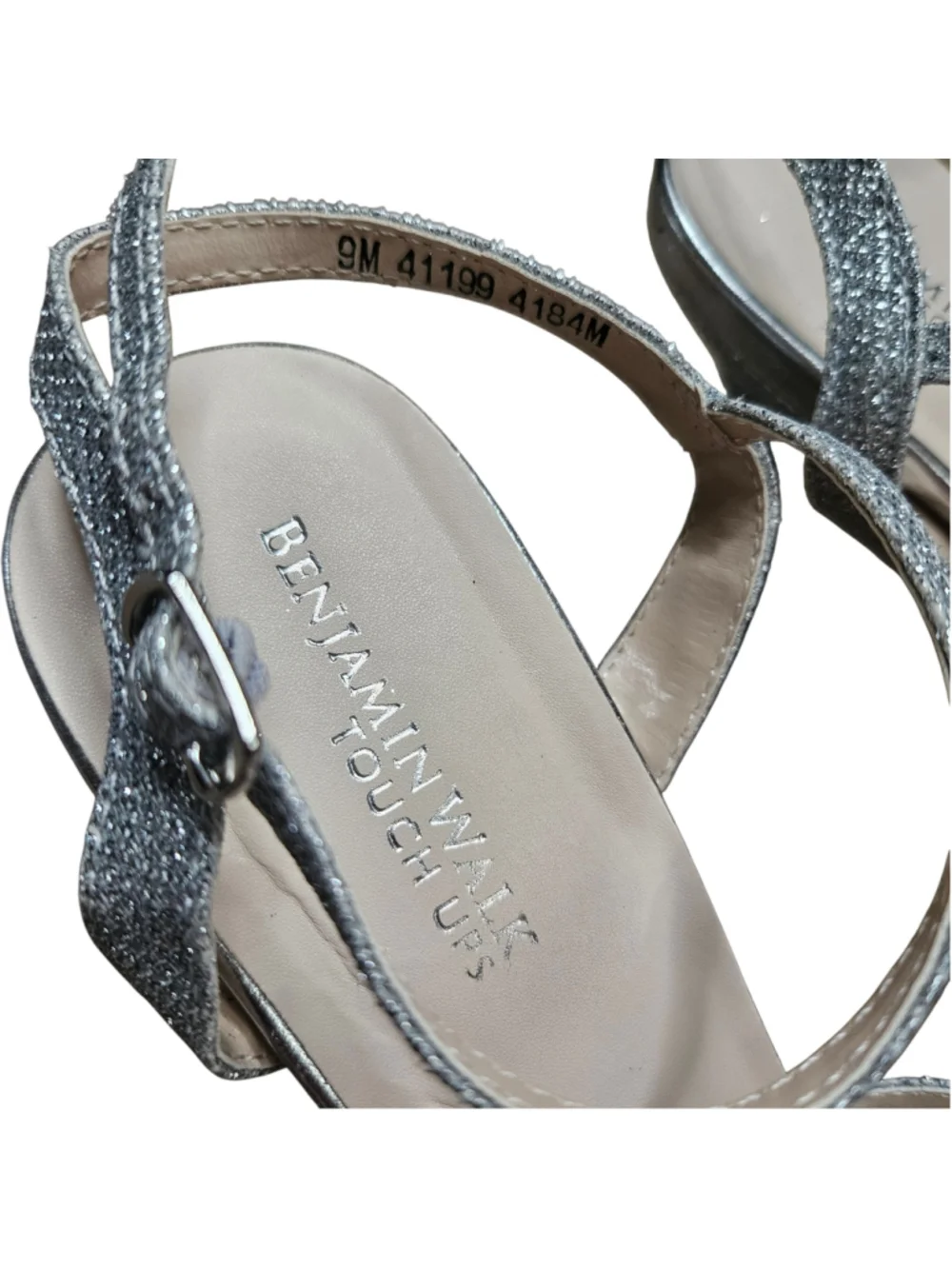 Benjamin Walk Touch Ups 9M Silver Dulce Rhinestone Strappy Heel Sandals